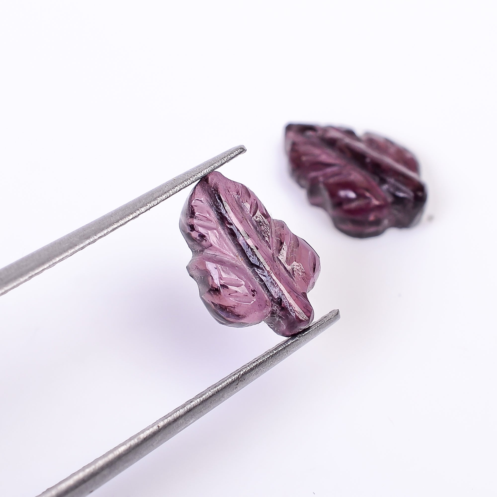 Natural Watermelon Tourmaline Leaf Shape Carved Loose Gemstone Pair For Making Earrings 3.6 Ct. 10X7X3 mm Y-9999