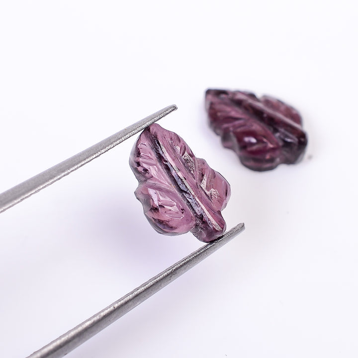 Natural Watermelon Tourmaline Leaf Shape Carved Loose Gemstone Pair For Making Earrings 3.6 Ct. 10X7X3 mm Y-9999