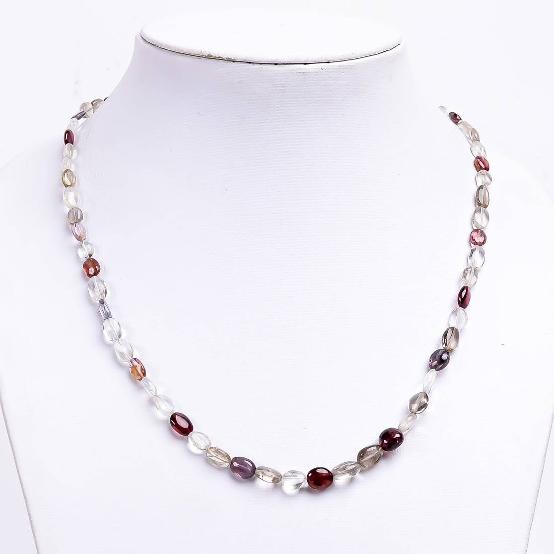 Multi spinel Natural Gemstone Oval Shape Smooth Necklace 17-19" Beads 5X4 8X6 mm, 69.5 Ct. YN-357