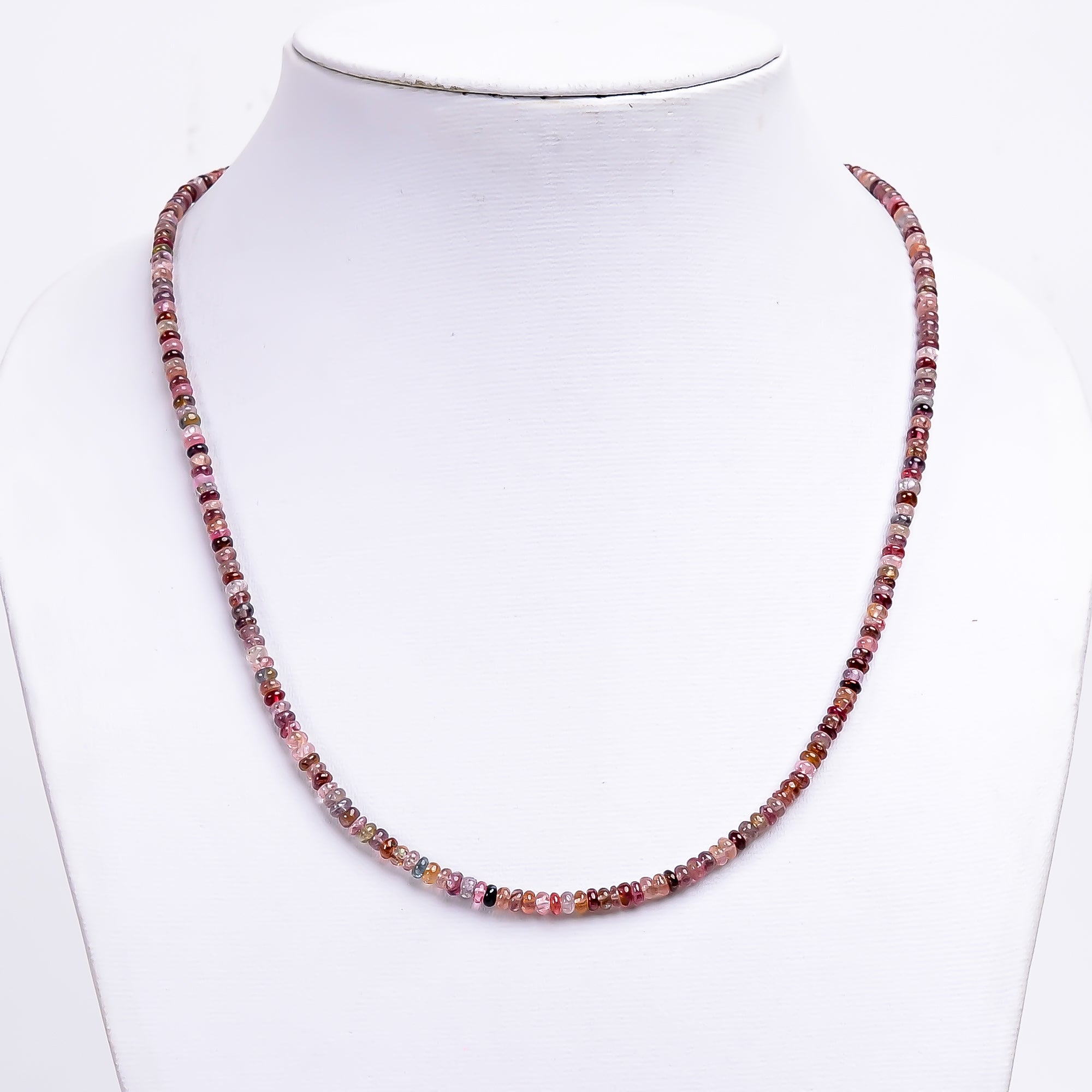 Multi spinel Natural Gemstone Rondelle Shape Smooth Necklace 17-19" Beads 3X3X2 mm, 63.5 Ct. YN-358