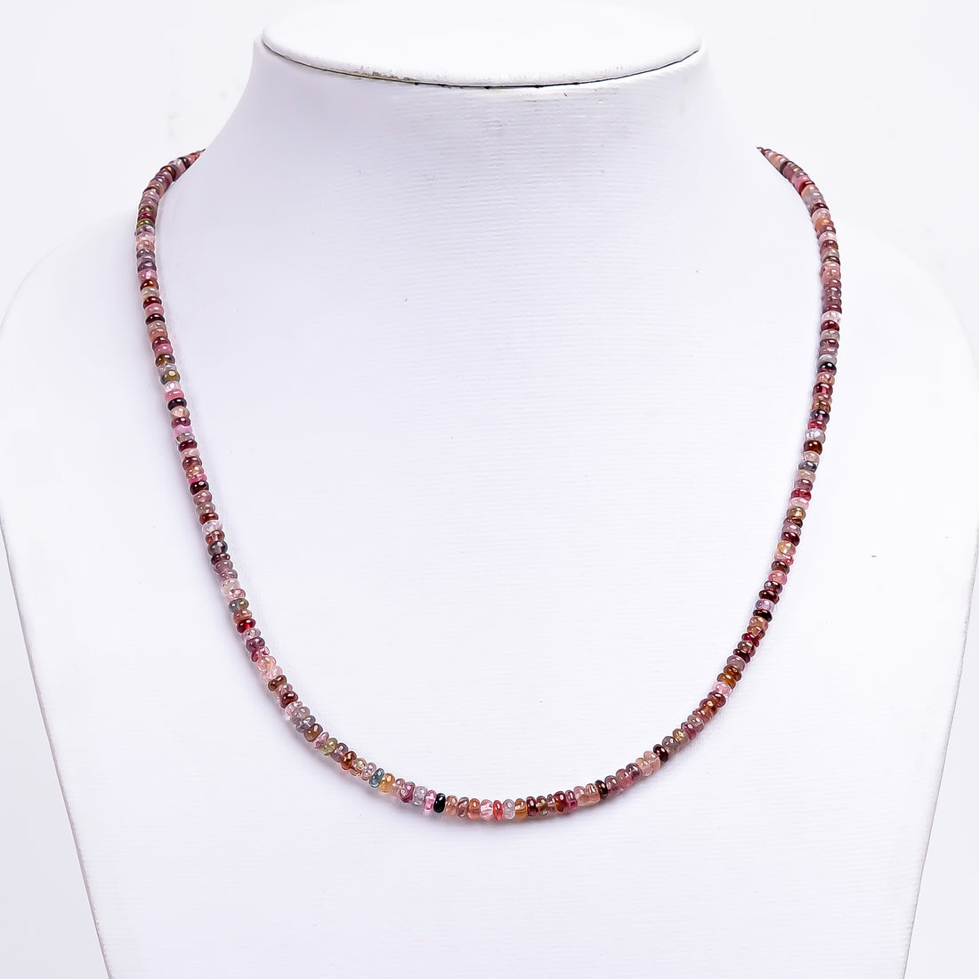 Multi spinel Natural Gemstone Rondelle Shape Smooth Necklace 17-19" Beads 3X3X2 mm, 63.5 Ct. YN-358