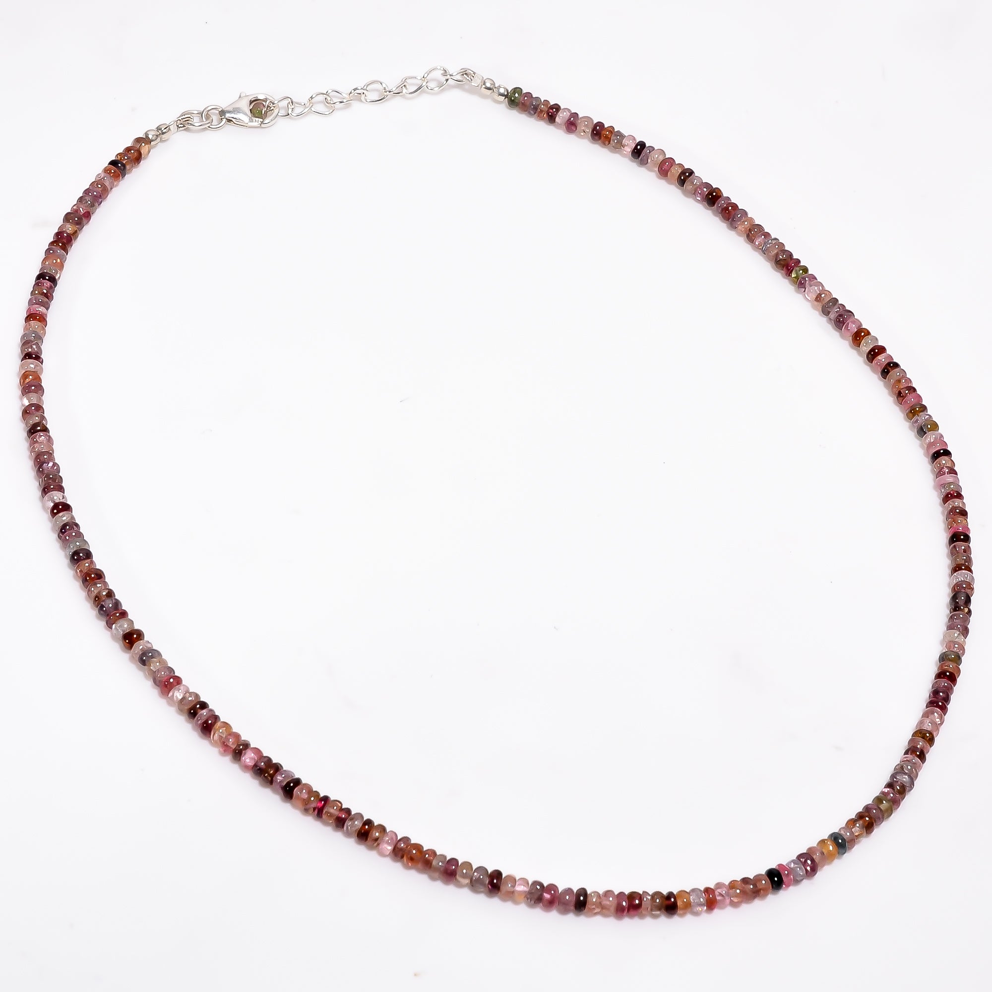 Multi spinel Natural Gemstone Rondelle Shape Smooth Necklace 17-19" Beads 3X3X2 mm, 63.5 Ct. YN-358