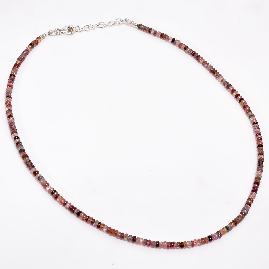 Multi spinel Natural Gemstone Rondelle Shape Smooth Necklace 17-19" Beads 3X3X2 mm, 63.5 Ct. YN-358