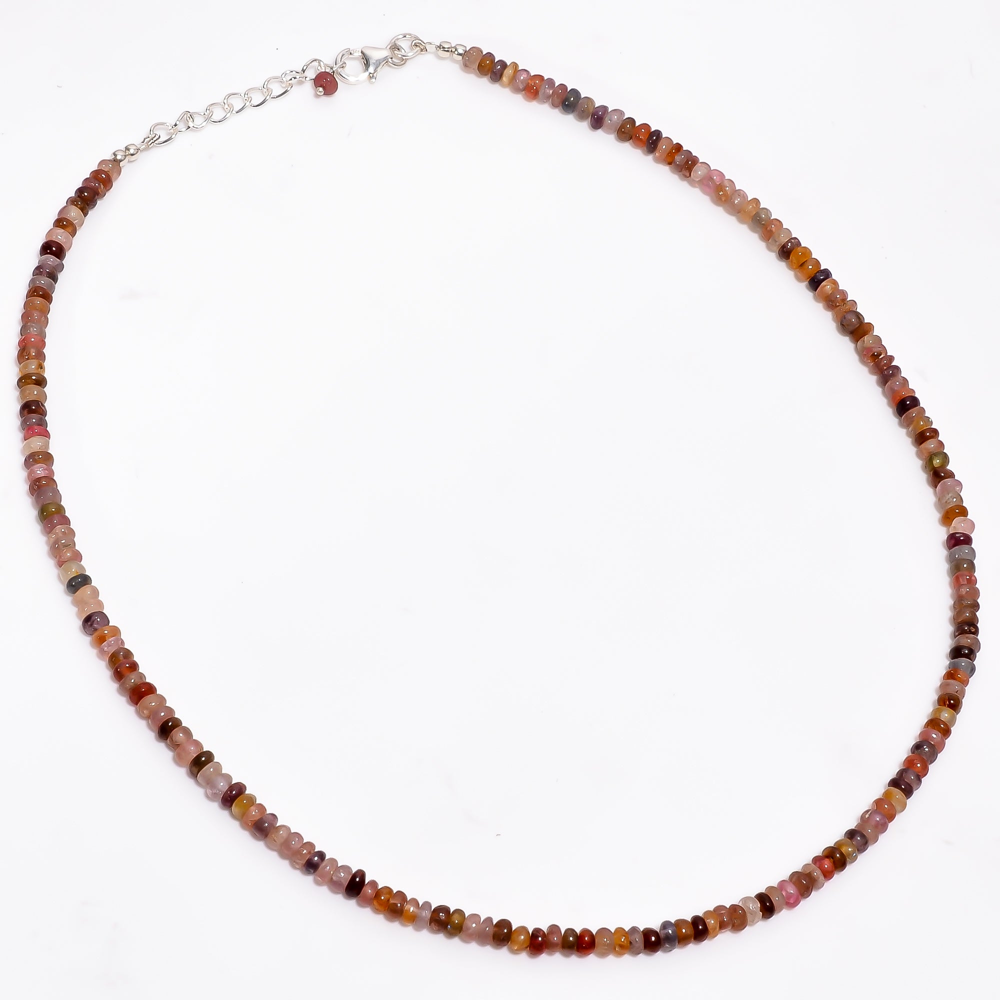 Multi spinel Natural Gemstone Rondelle Shape Smooth Necklace 17-19" Beads 4X4X3 mm, 85 Ct. YN-359
