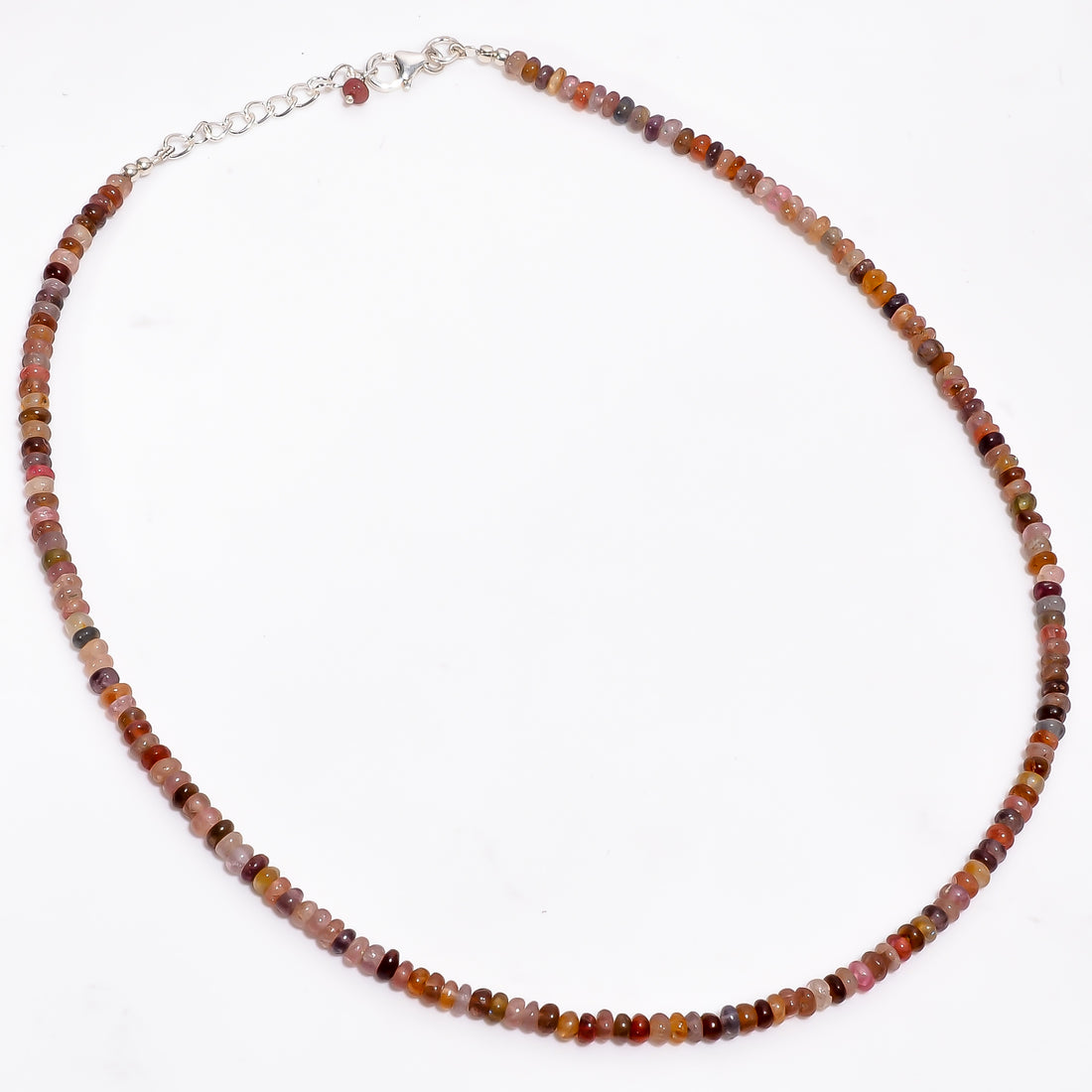 Multi spinel Natural Gemstone Rondelle Shape Smooth Necklace 17-19" Beads 4X4X3 mm, 85 Ct. YN-359