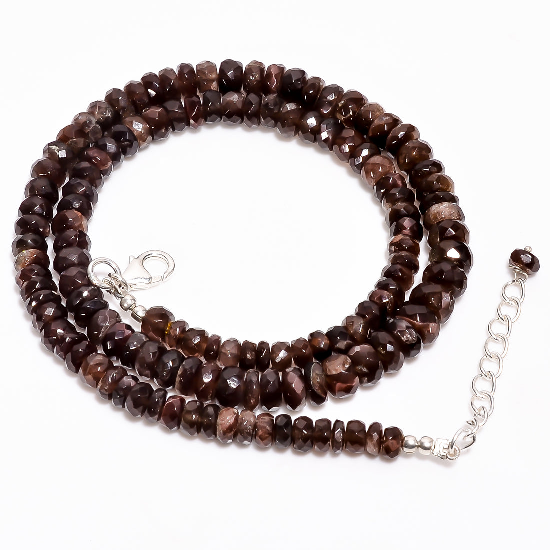 Brown Feldspar Natural Gemstone Rondelle Shape Faceted Necklace 17-19" Beads 4X4 7X7 mm, 133 Ct. YN-364
