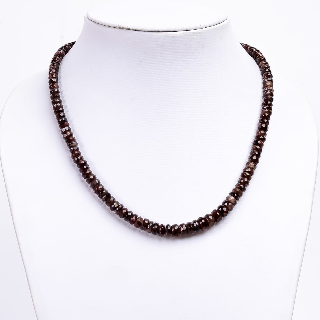 Brown Feldspar Natural Gemstone Rondelle Shape Faceted Necklace 17-19" Beads 4X4 7X7 mm, 133 Ct. YN-364