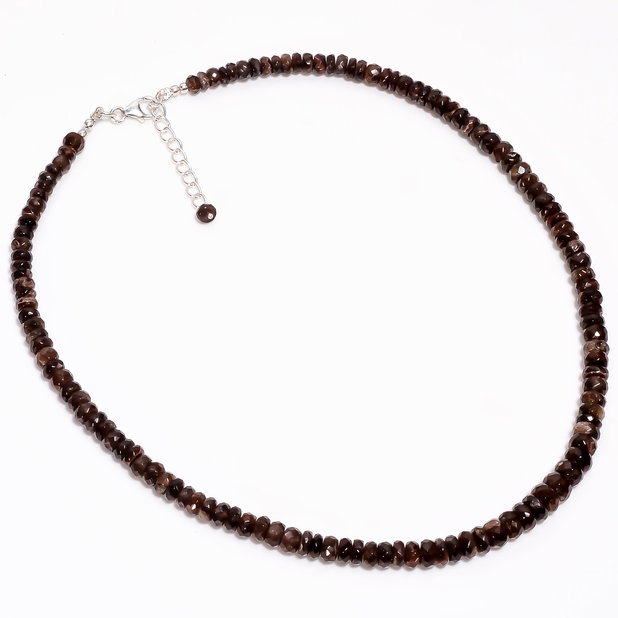 Brown Feldspar Natural Gemstone Rondelle Shape Faceted Necklace 17-19" Beads 4X4 7X7 mm, 133 Ct. YN-364