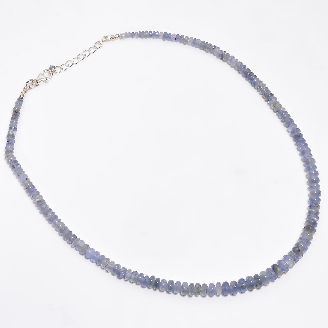 Blue Sapphire Natural Gemstone Rondelle Shape Smooth Necklace 17-19" Beads 2X2 7X7 mm, 143 Ct. YN-369
