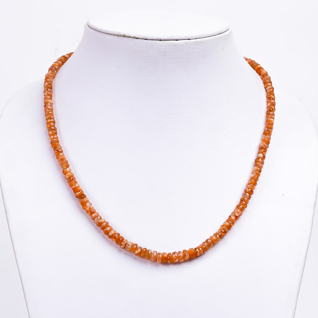 Sunstone Natural Gemstone Rondelle Shape Faceted Necklace 17-19" Beads 3X3 5X5 mm, 90.5 Ct. YN-371