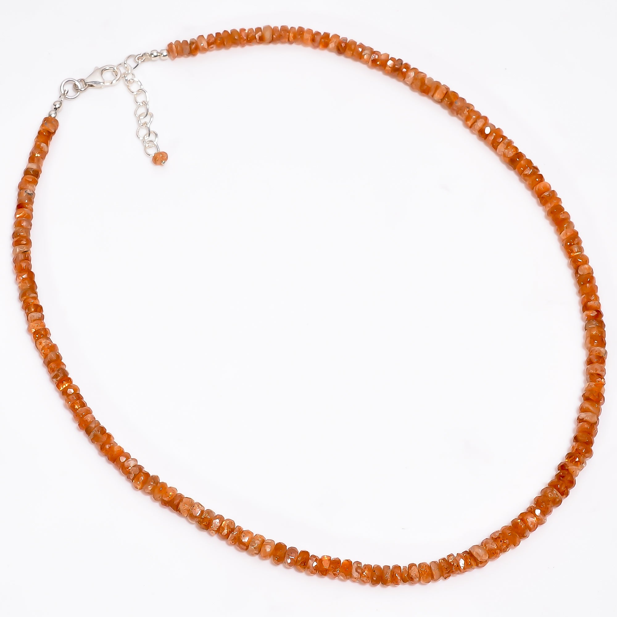 Sunstone Natural Gemstone Rondelle Shape Faceted Necklace 17-19" Beads 3X3 5X5 mm, 90.5 Ct. YN-371