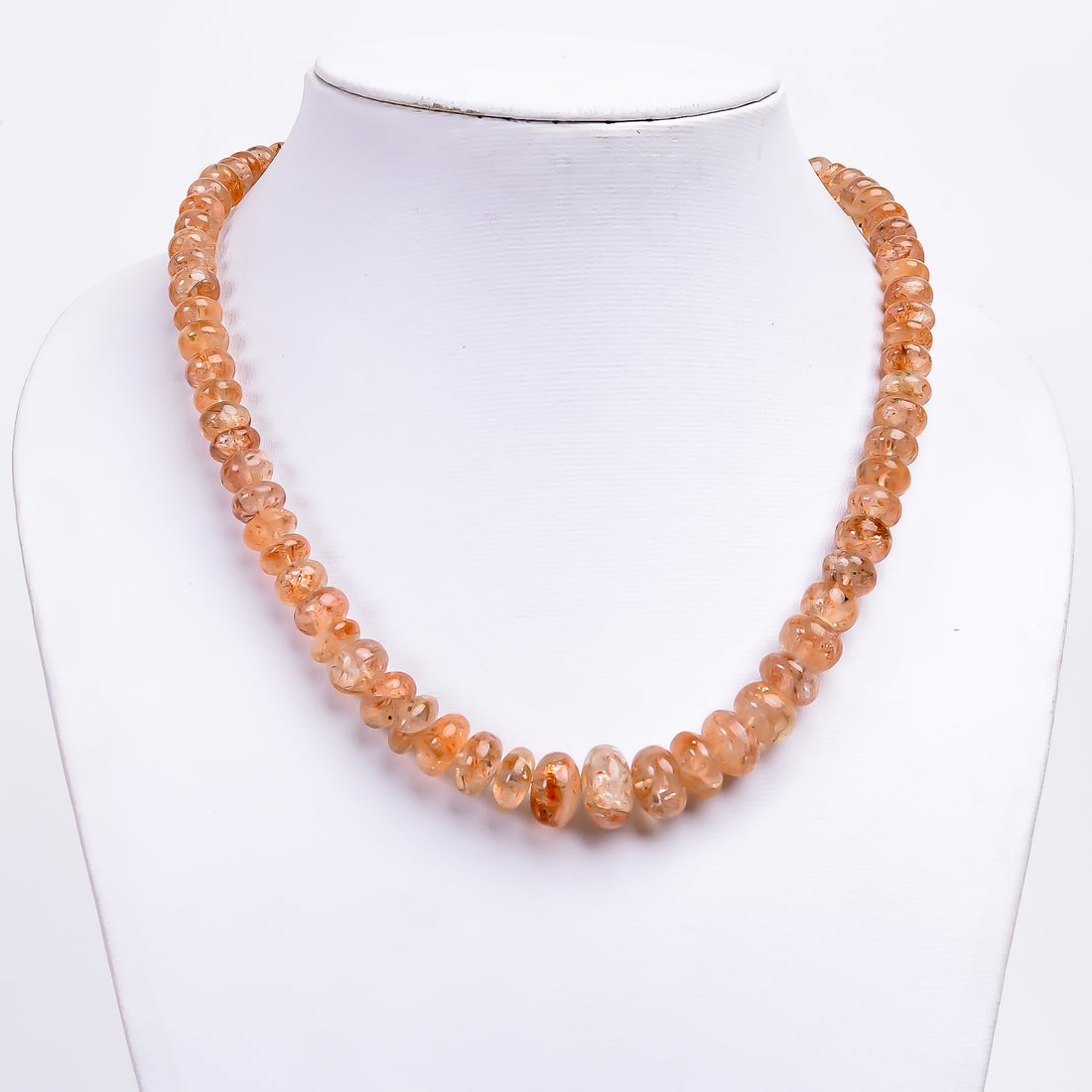 Sunstone Natural Gemstone Rondelle Shape Smooth Necklace 17-19" Beads 7X7 13X13 mm, 274 Ct. YN-372