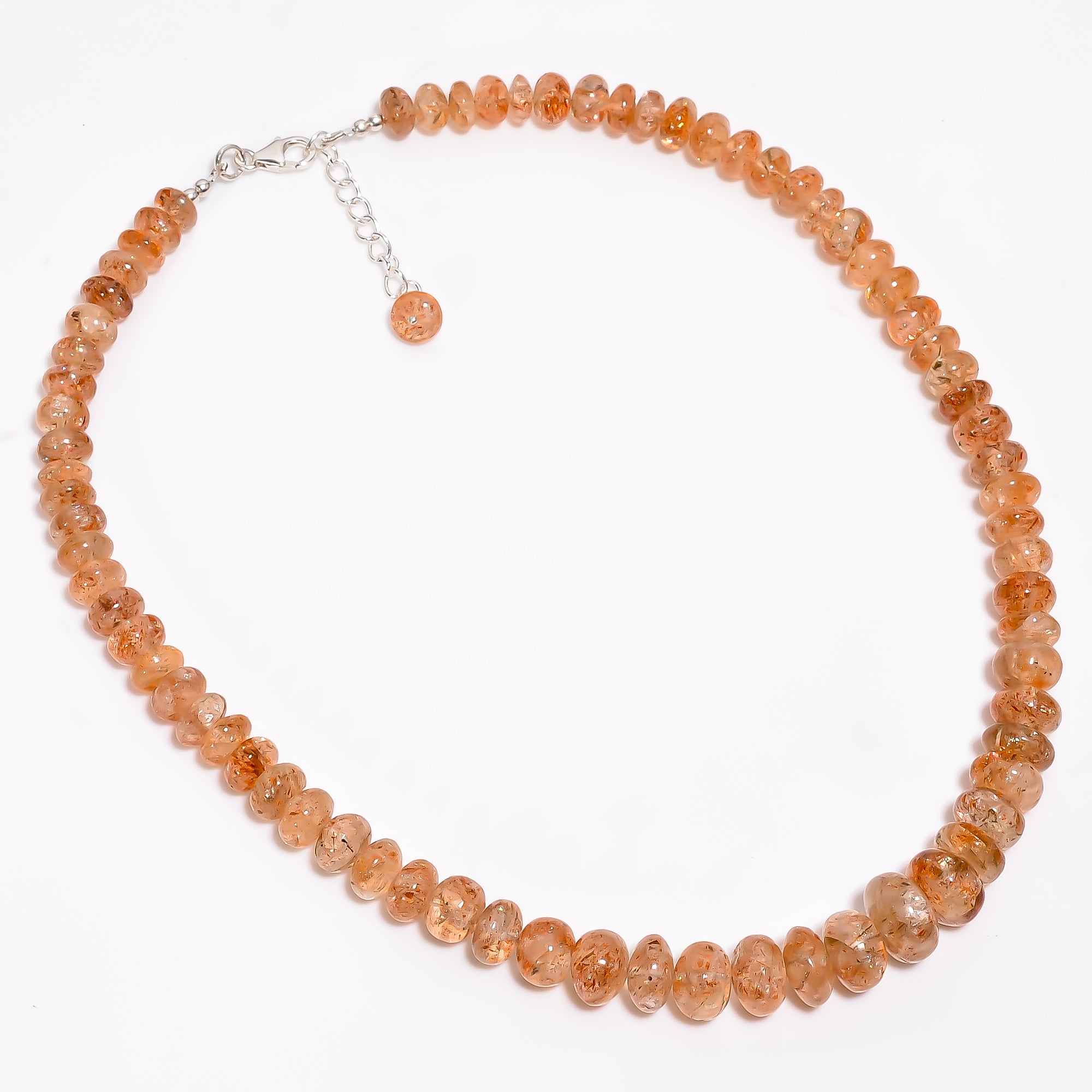 Sunstone Natural Gemstone Rondelle Shape Smooth Necklace 17-19" Beads 7X7 13X13 mm, 274 Ct. YN-372