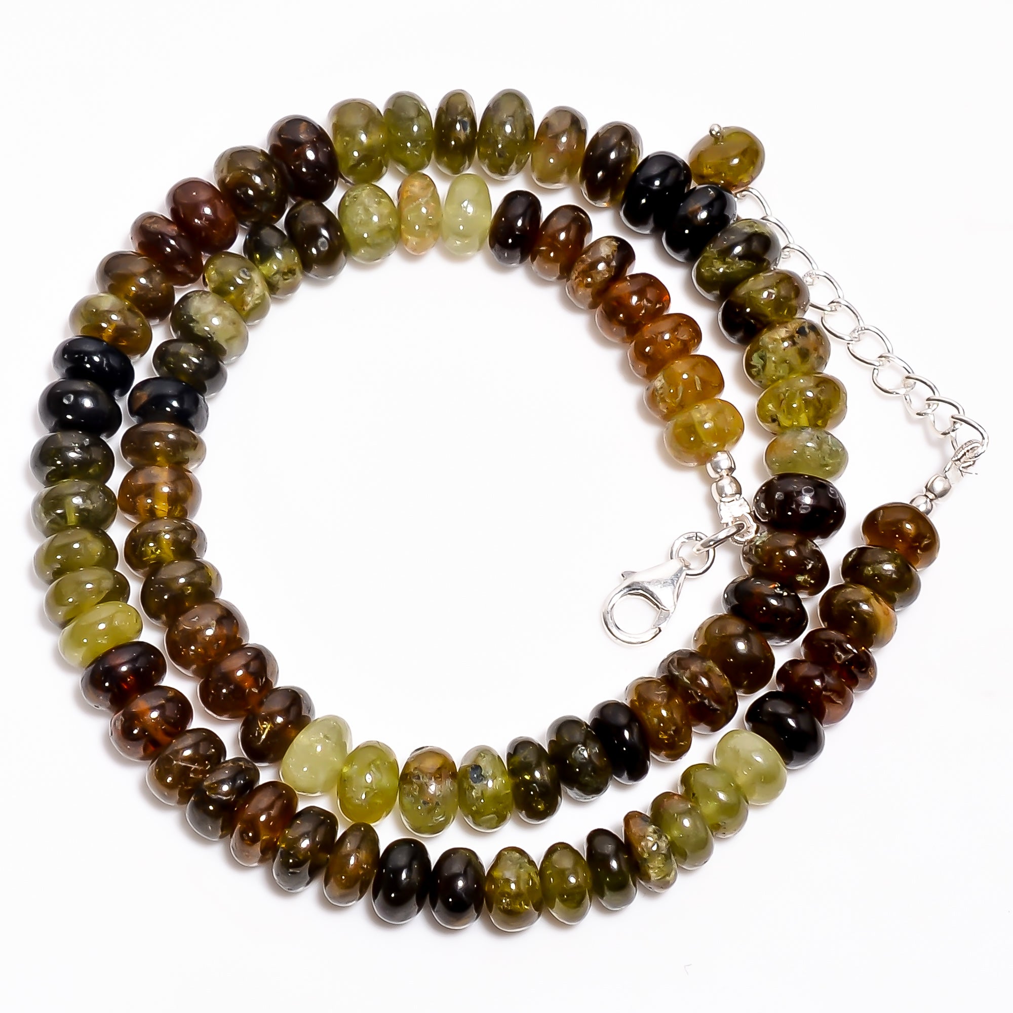 Grossular Garnet Natural Gemstone Rondelle Shape Smooth Necklace 17-19" Beads 8X8 9X9 mm, 288 Ct. YN-373