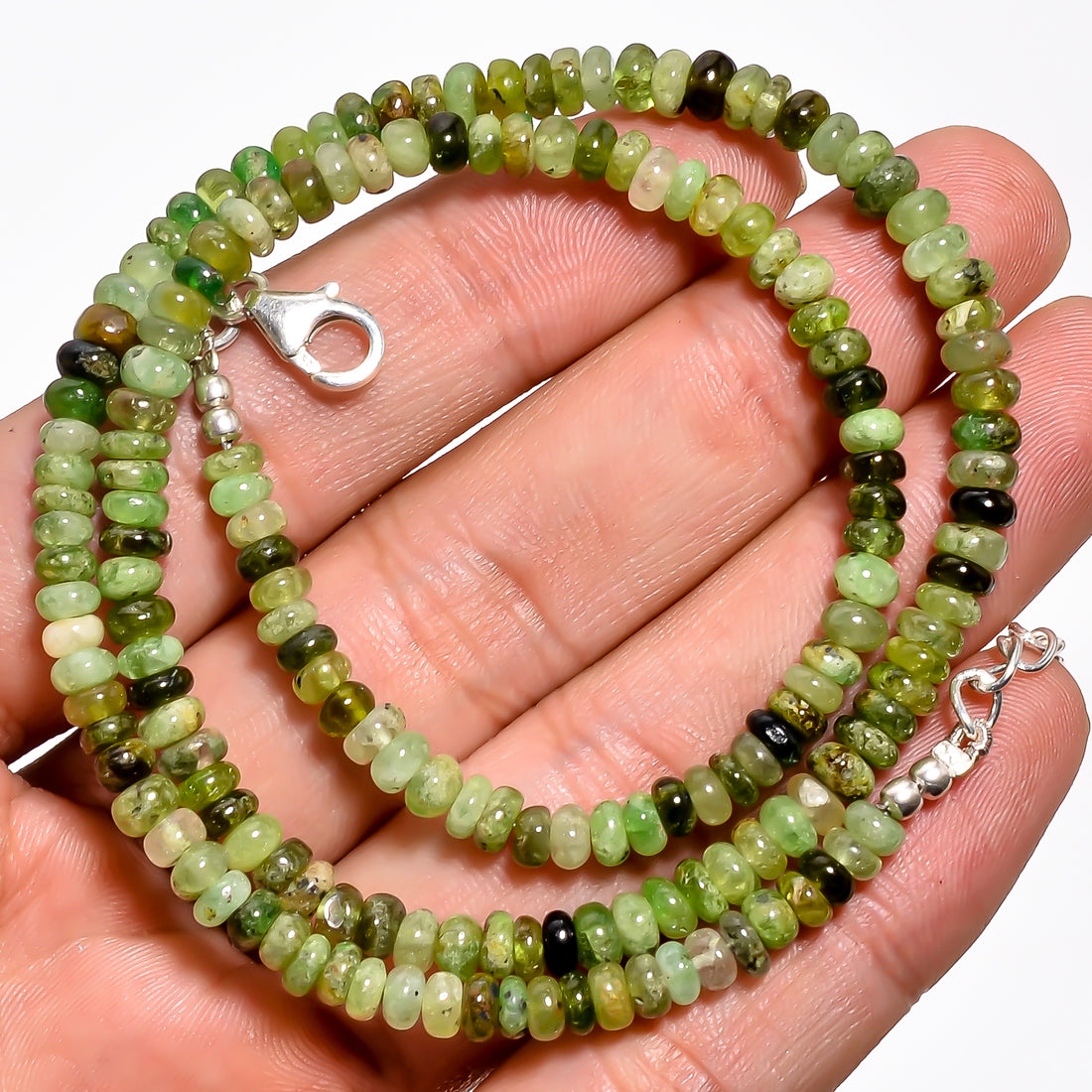 Grossular Garnet Natural Gemstone Rondelle Shape Smooth Necklace 17-19" Beads 4X4X3 mm, 97.5 Ct. YN-374