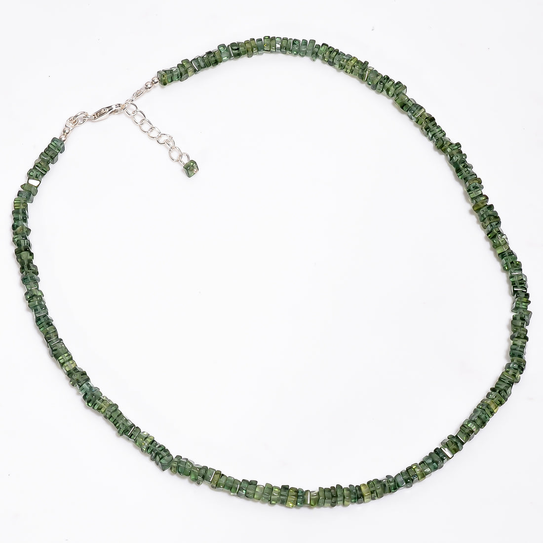 Green Apatite Natural Gemstone Square Heishi Shape Smooth Necklace 17-19" Beads 3X3 4X4 mm, 104 Ct. YN-379