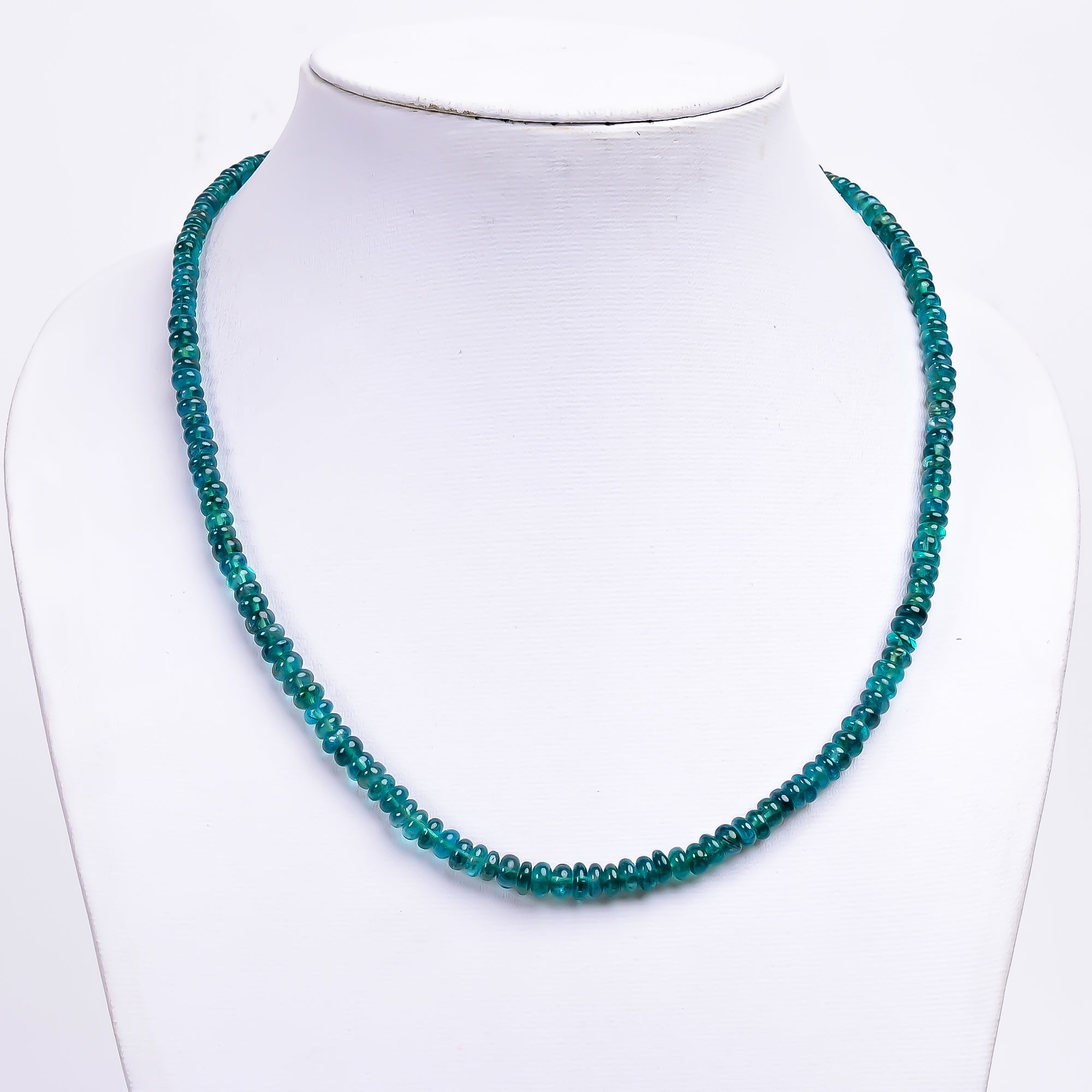 Green Apatite Natural Gemstone Rondelle Shape Smooth Necklace 17-18.5" Beads 4X4 6X6 mm, 104 Ct. YN-381