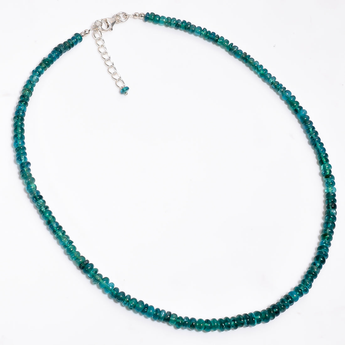 Green Apatite Natural Gemstone Rondelle Shape Smooth Necklace 17-18.5" Beads 4X4 6X6 mm, 104 Ct. YN-381