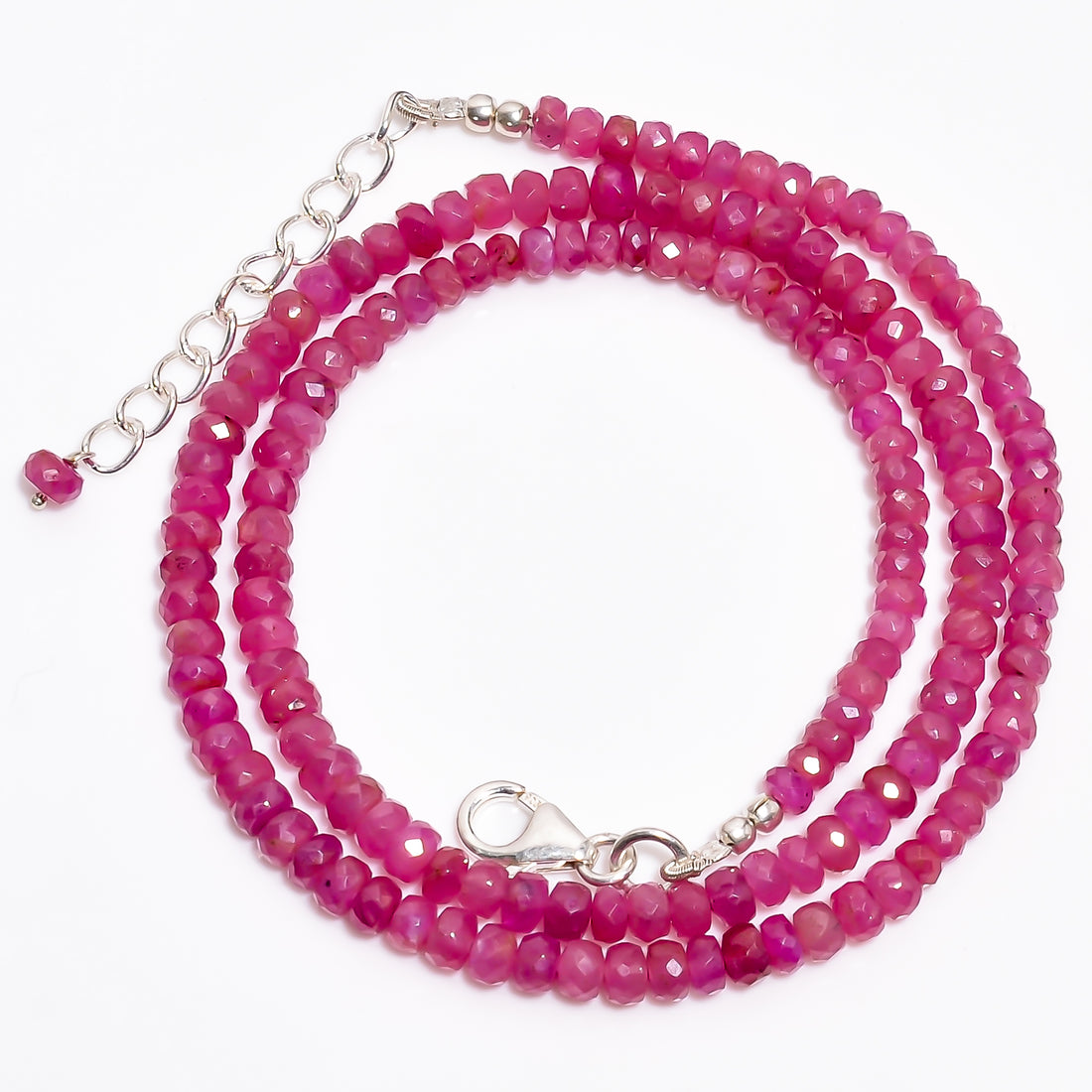 Ruby Natural Gemstone Rondelle Shape Faceted Necklace 17-19" Beads 4X4X3 mm, 90.5 Ct. YN-383
