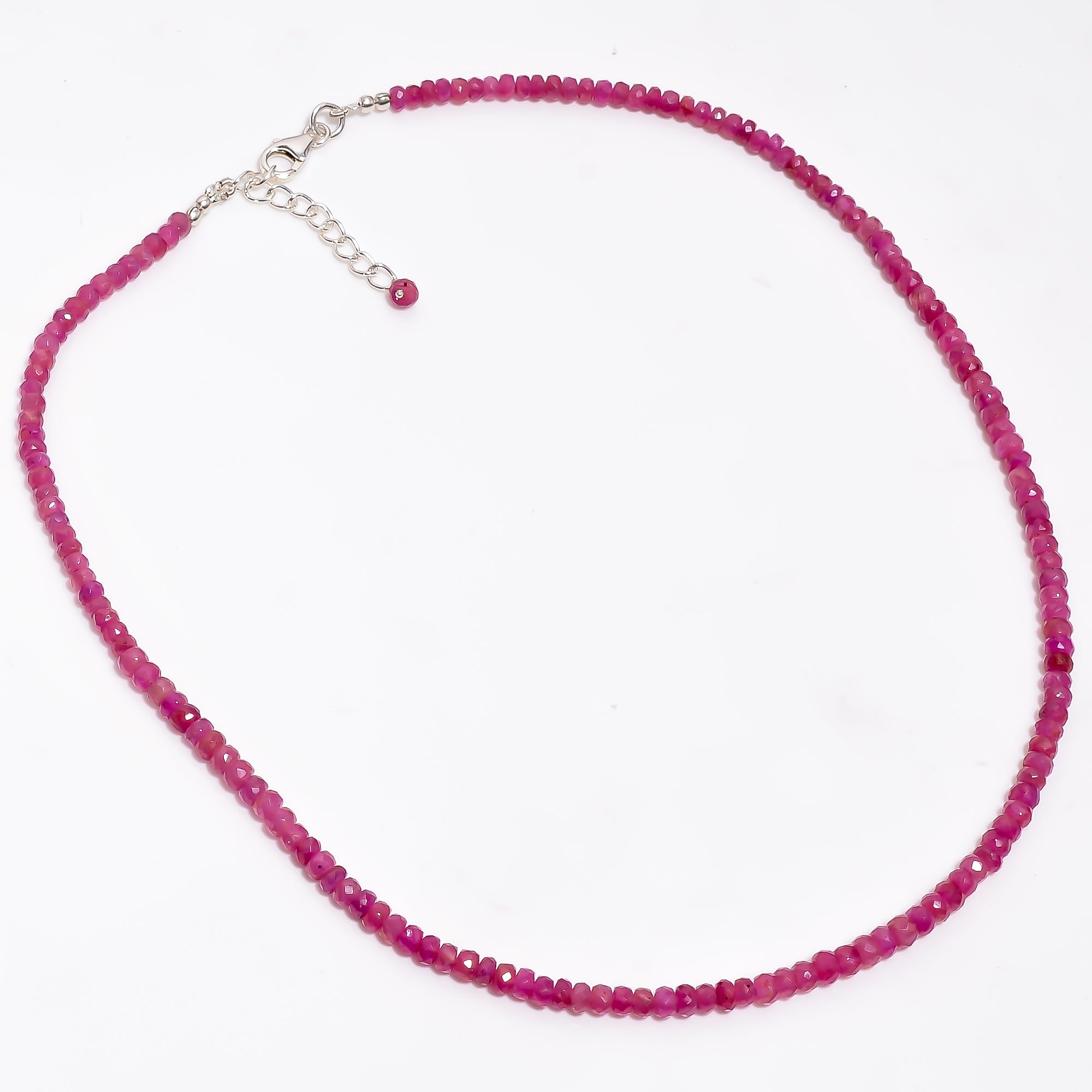 Ruby Natural Gemstone Rondelle Shape Faceted Necklace 17-19" Beads 4X4X3 mm, 90.5 Ct. YN-383
