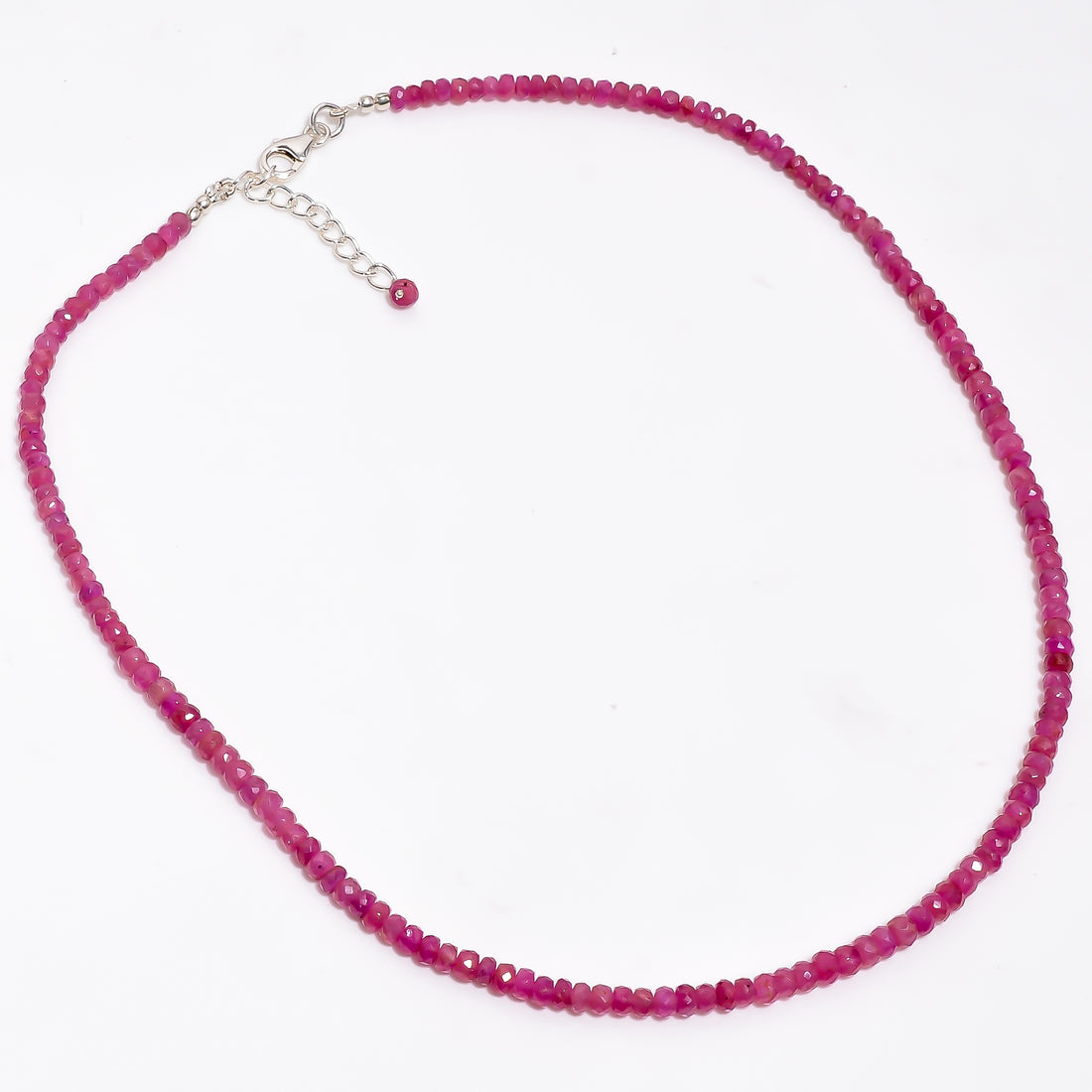 Ruby Natural Gemstone Rondelle Shape Faceted Necklace 17-19" Beads 4X4X3 mm, 90.5 Ct. YN-383