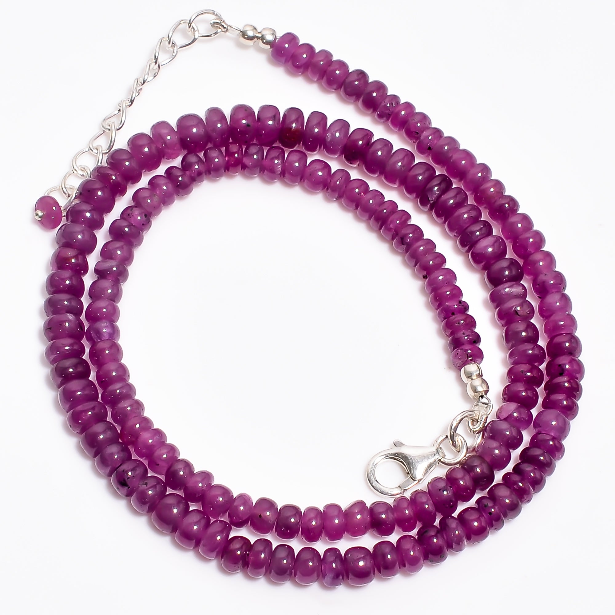 Ruby Natural Gemstone Rondelle Shape Smooth Necklace 17-19" Beads 4X4 5X5 mm, 118 Ct. YN-384