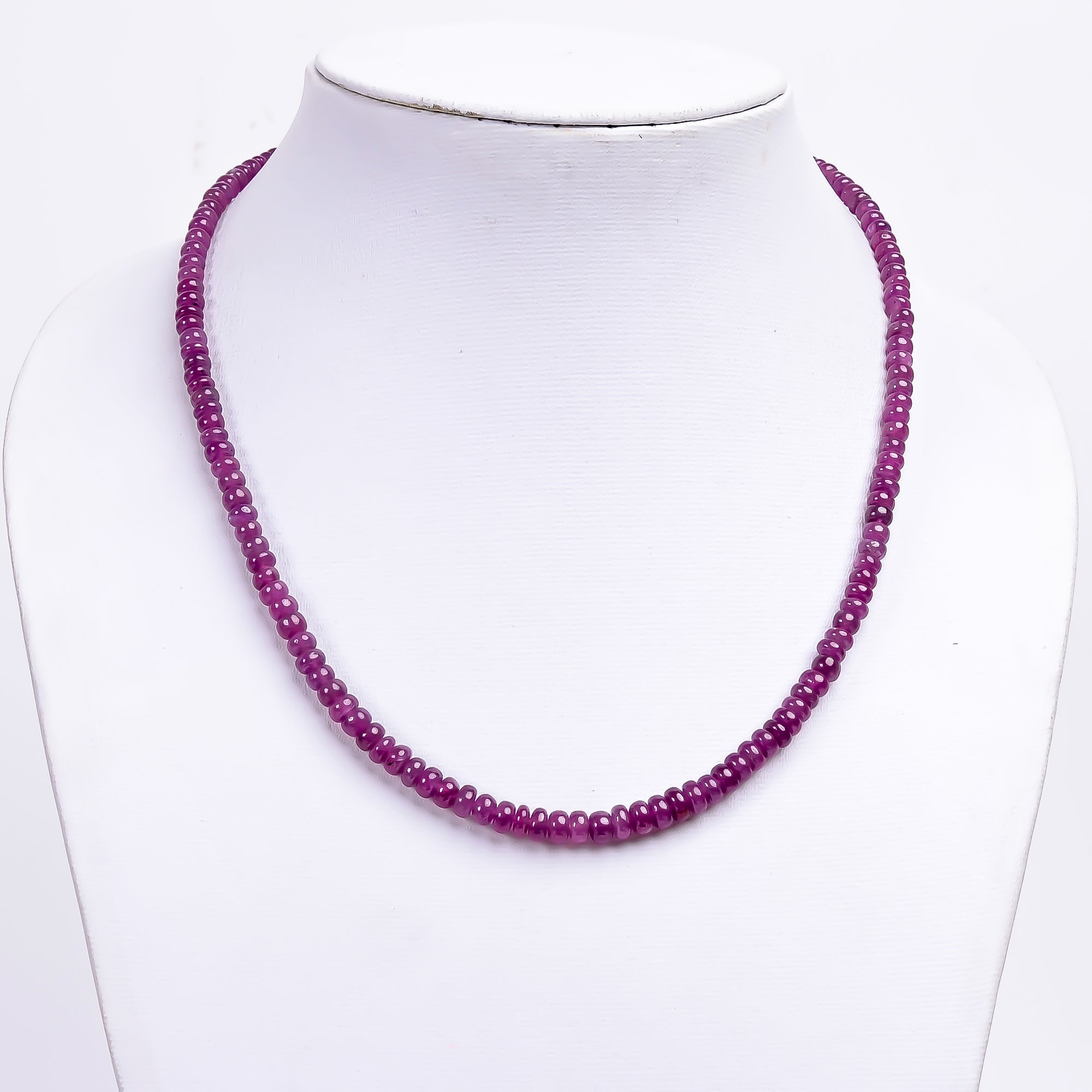 Ruby Natural Gemstone Rondelle Shape Smooth Necklace 17-19" Beads 4X4 5X5 mm, 118 Ct. YN-384