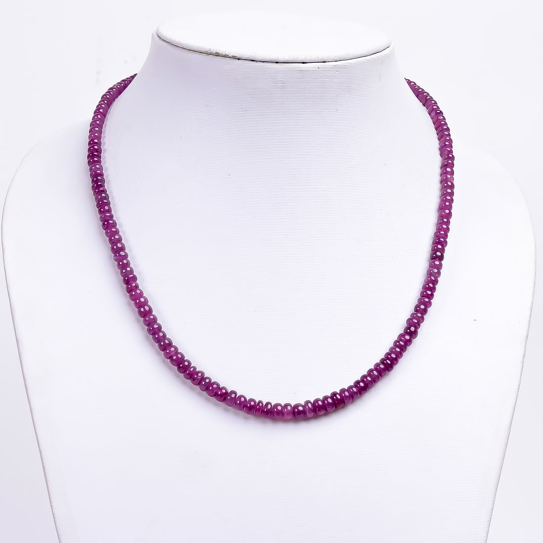 Ruby Natural Gemstone Rondelle Shape Smooth Necklace 17-19" Beads 4X4 5X5 mm, 118 Ct. YN-384