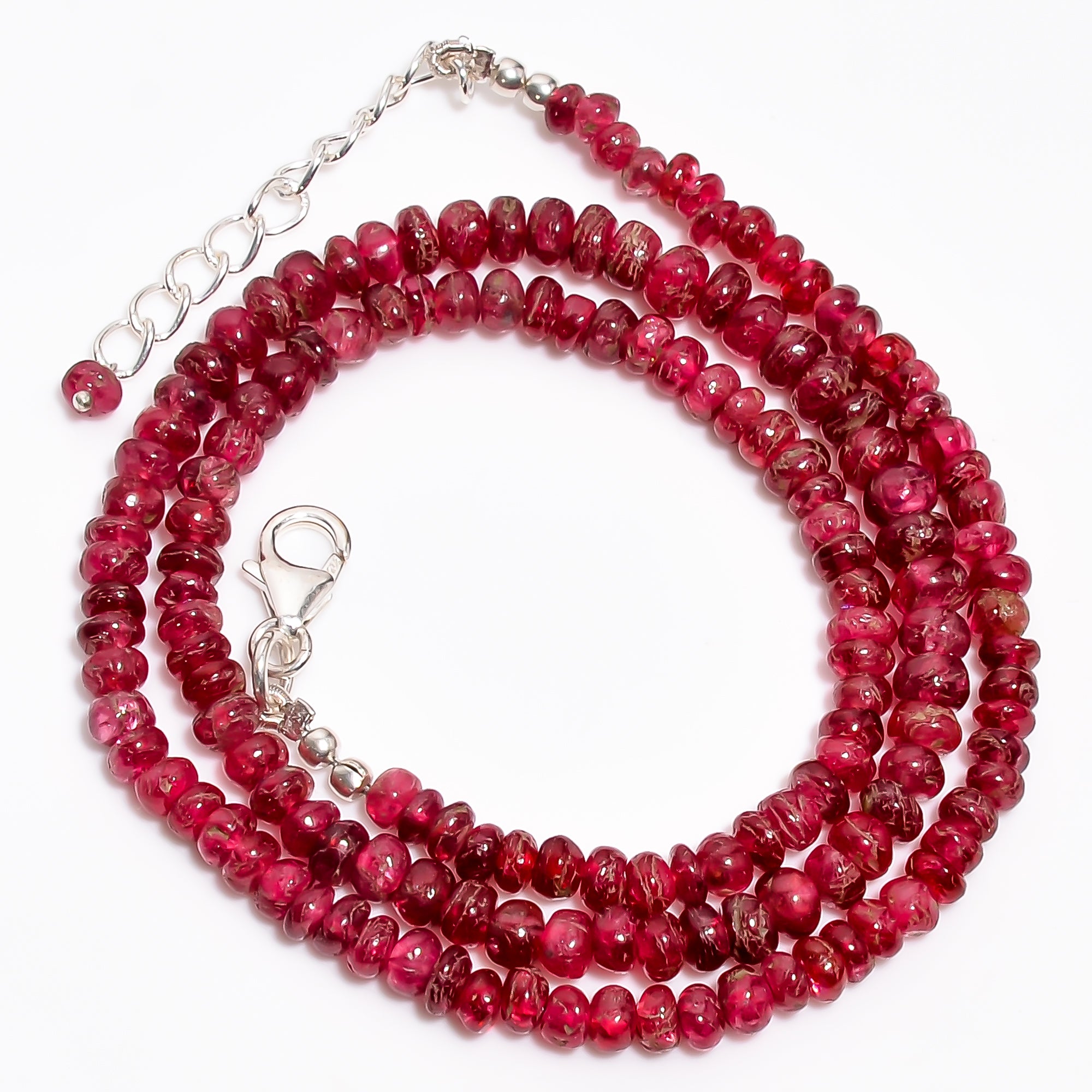 Red Spinel Natural Gemstone Rondelle Shape Smooth Necklace 17-19" Beads 4X4 5X5 mm, 92 Ct. YN-385