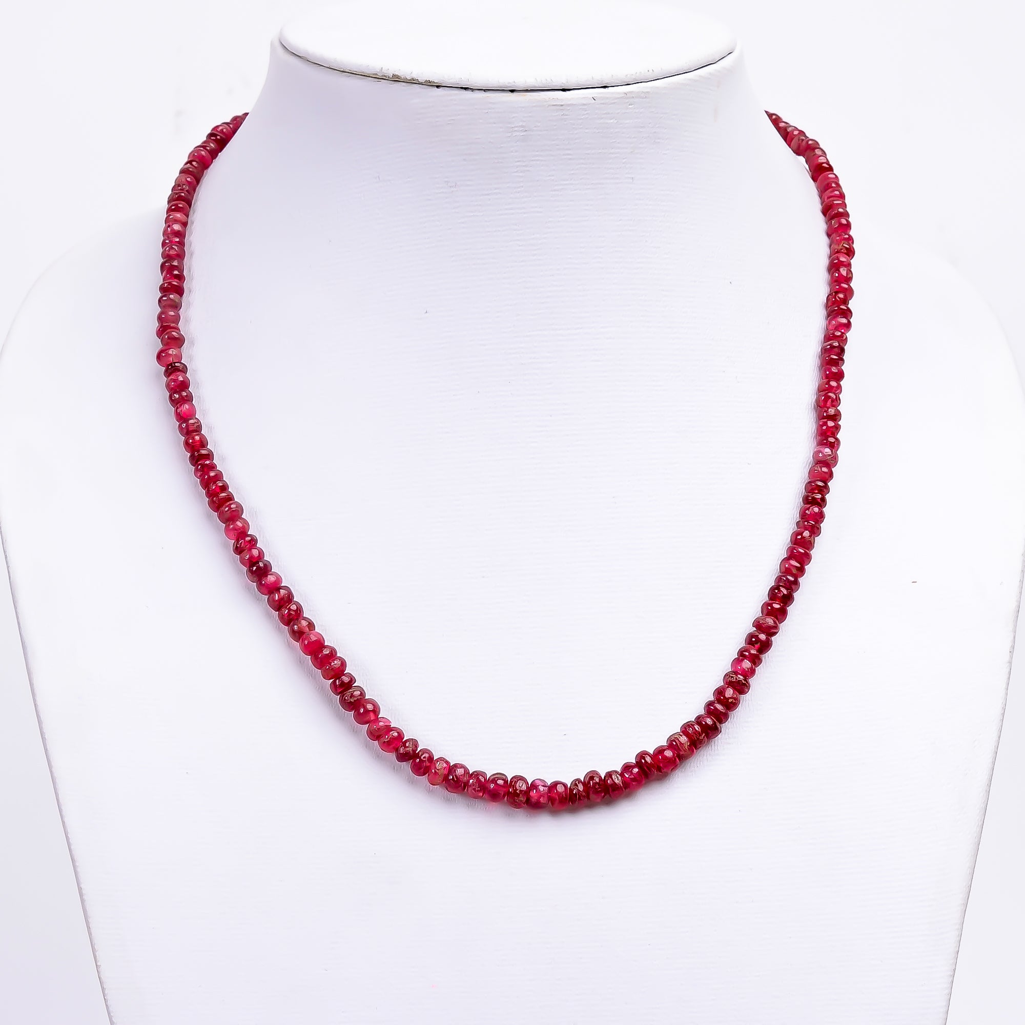 Red Spinel Natural Gemstone Rondelle Shape Smooth Necklace 17-19" Beads 4X4 5X5 mm, 92 Ct. YN-385
