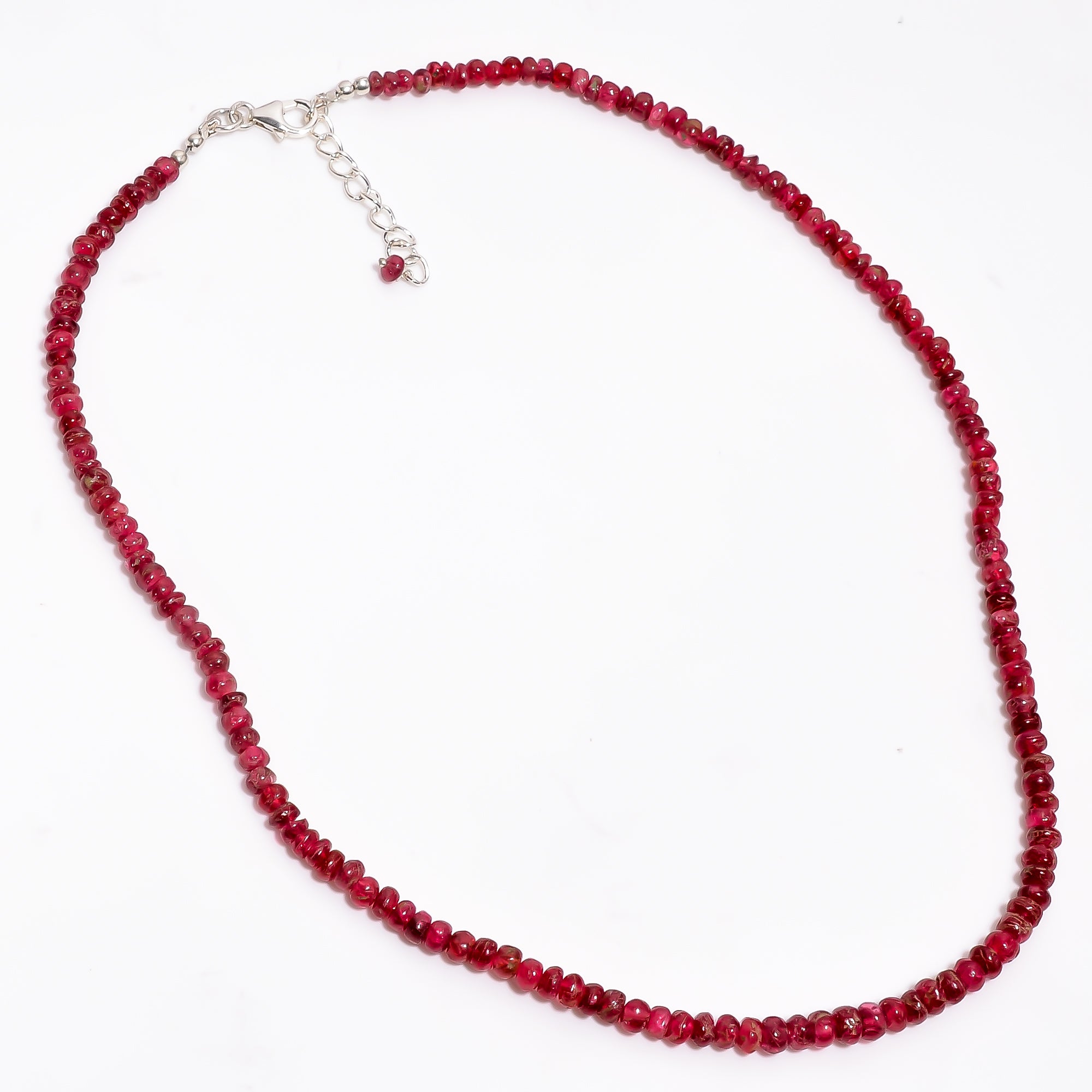 Red Spinel Natural Gemstone Rondelle Shape Smooth Necklace 17-19" Beads 4X4 5X5 mm, 92 Ct. YN-385