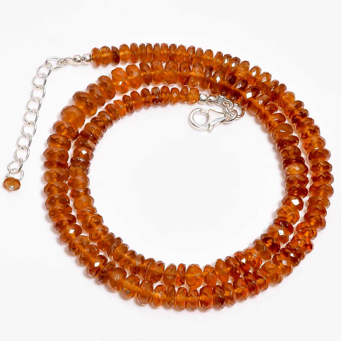 Hessonite Garnet Natural Gemstone Rondelle Shape Faceted Necklace 17-19" Beads 5X5 6X6 mm, 169 Ct. YN-386