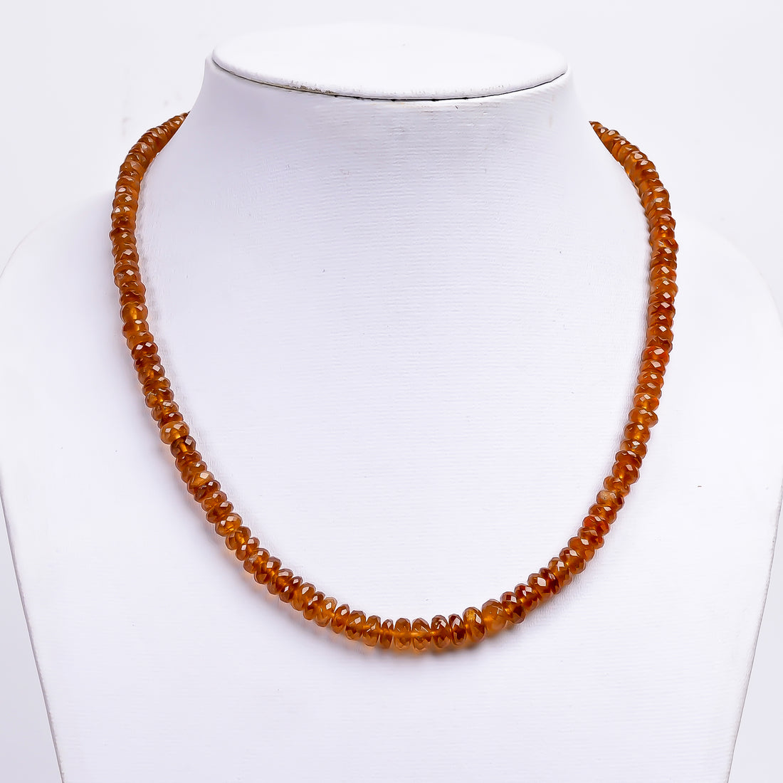 Hessonite Garnet Natural Gemstone Rondelle Shape Faceted Necklace 17-19" Beads 5X5 6X6 mm, 169 Ct. YN-386