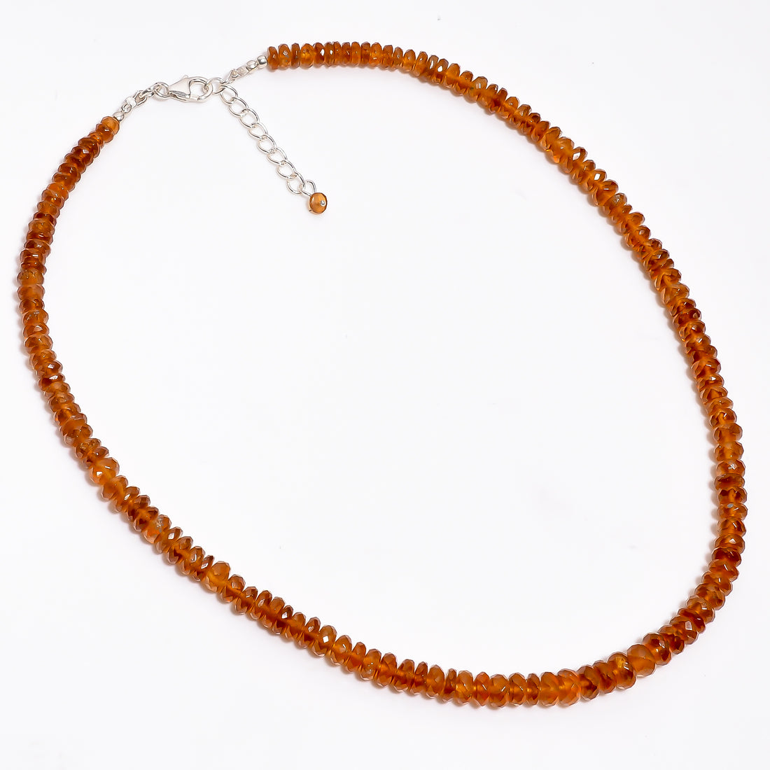 Hessonite Garnet Natural Gemstone Rondelle Shape Faceted Necklace 17-19" Beads 5X5 6X6 mm, 169 Ct. YN-386
