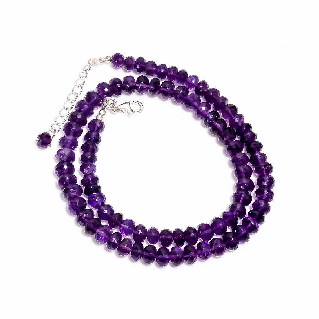 Amethyst Natural Gemstone Rondelle Shape Faceted Necklace 17-19" Beads 6X6 7X7 mm, 153 Ct. YN-389