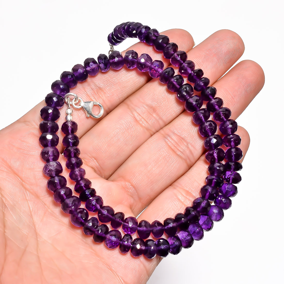 Amethyst Natural Gemstone Rondelle Shape Faceted Necklace 17-19" Beads 6X6 7X7 mm, 153 Ct. YN-389