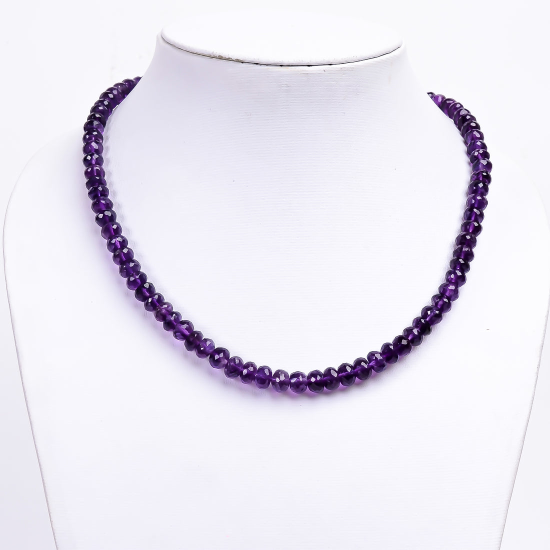 Amethyst Natural Gemstone Rondelle Shape Faceted Necklace 17-19" Beads 6X6 7X7 mm, 153 Ct. YN-389
