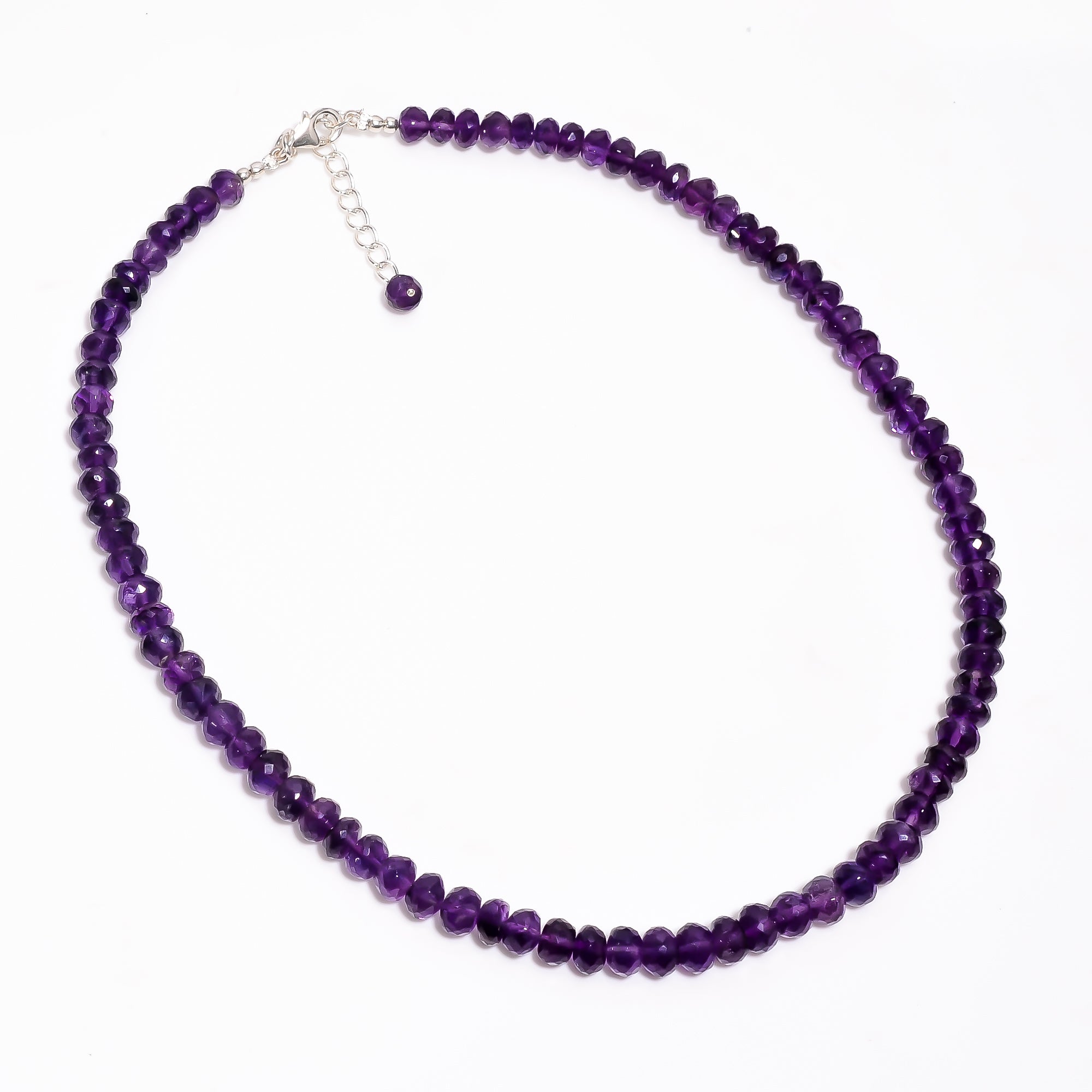 Amethyst Natural Gemstone Rondelle Shape Faceted Necklace 17-19" Beads 6X6 7X7 mm, 153 Ct. YN-389