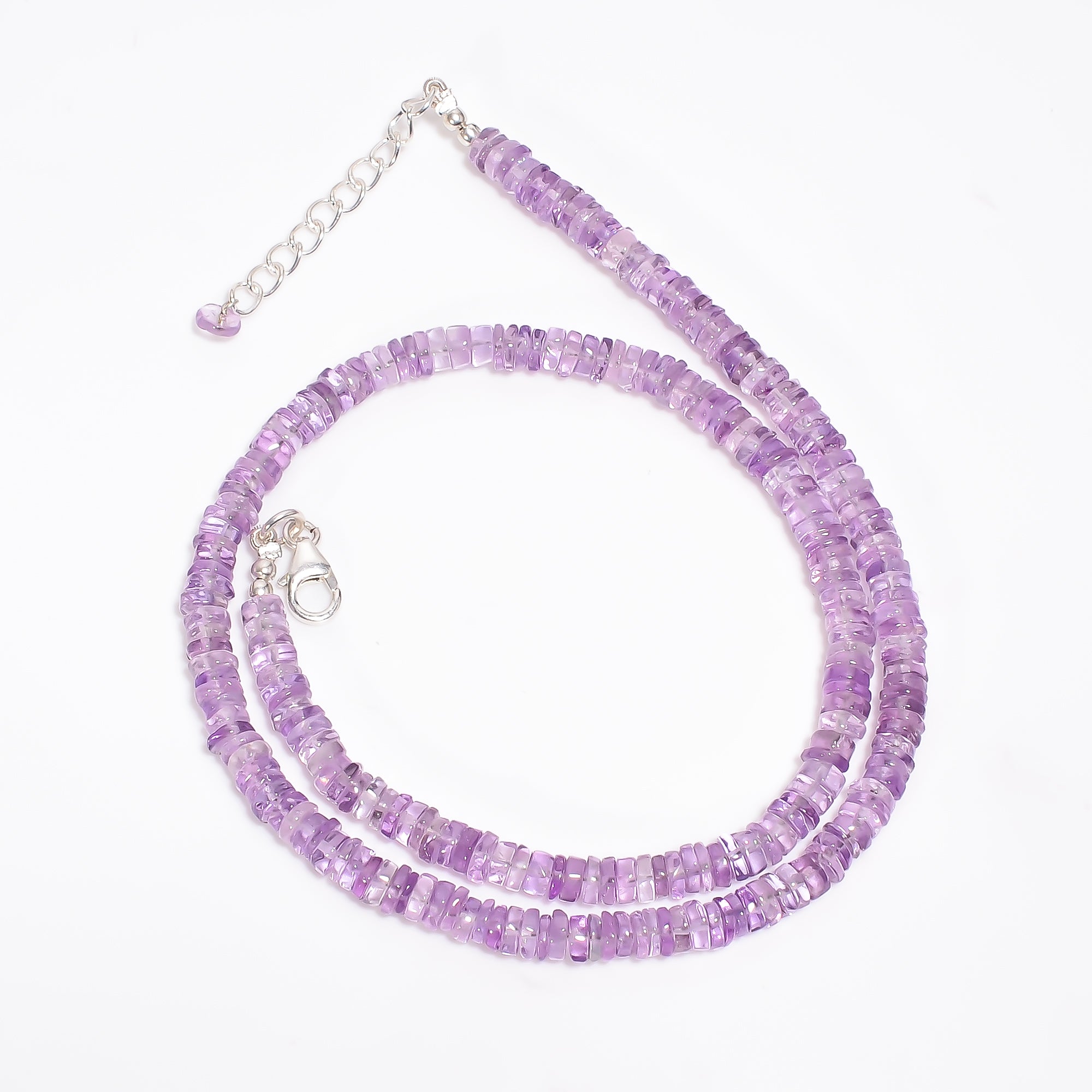 Amethyst Natural Gemstone Rondelle Shape Smooth Necklace 17-19" Beads 5X5X3 mm, 107 Ct. YN-390