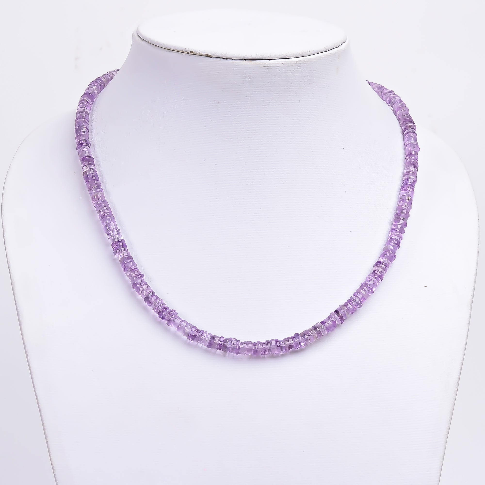 Amethyst Natural Gemstone Rondelle Shape Smooth Necklace 17-19" Beads 5X5X3 mm, 107 Ct. YN-390