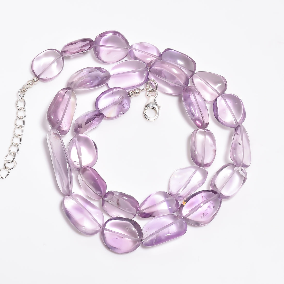 Amethyst Natural Gemstone Tumbled Shape Smooth Necklace 17-19" Beads 12X12 24X12 mm, 233 Ct. YN-391