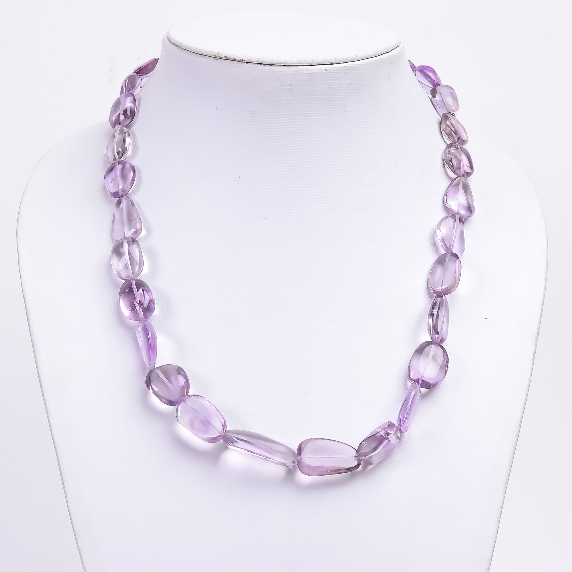 Amethyst Natural Gemstone Tumbled Shape Smooth Necklace 17-19" Beads 12X12 24X12 mm, 233 Ct. YN-391