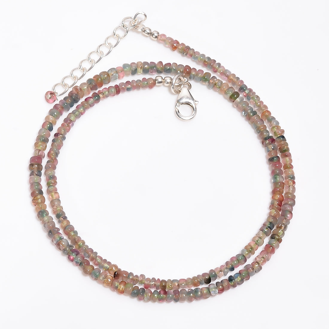 Multi Tourmaline Natural Gemstone Rondelle Shape Smooth Necklace 17-19" Beads 3X3X2 mm, 49 Ct. YN-392