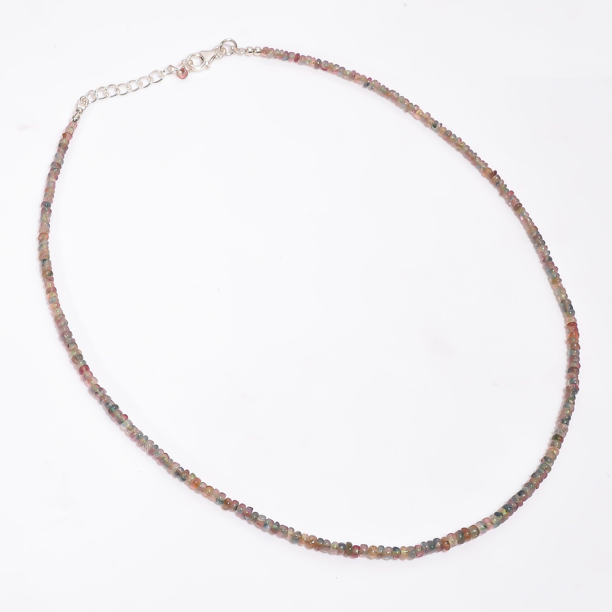 Multi Tourmaline Natural Gemstone Rondelle Shape Smooth Necklace 17-19" Beads 3X3X2 mm, 49 Ct. YN-392