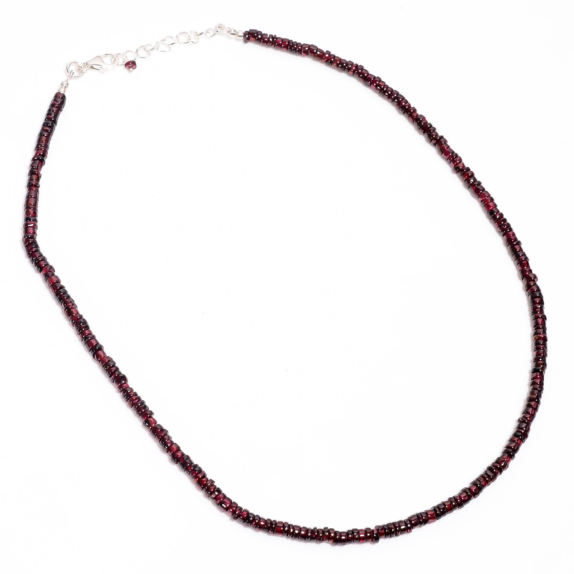 Garnet Natural Gemstone Rondelle Shape Smooth Necklace 17-18.5" Beads 4X4X3 mm, 96 Ct. YN-400