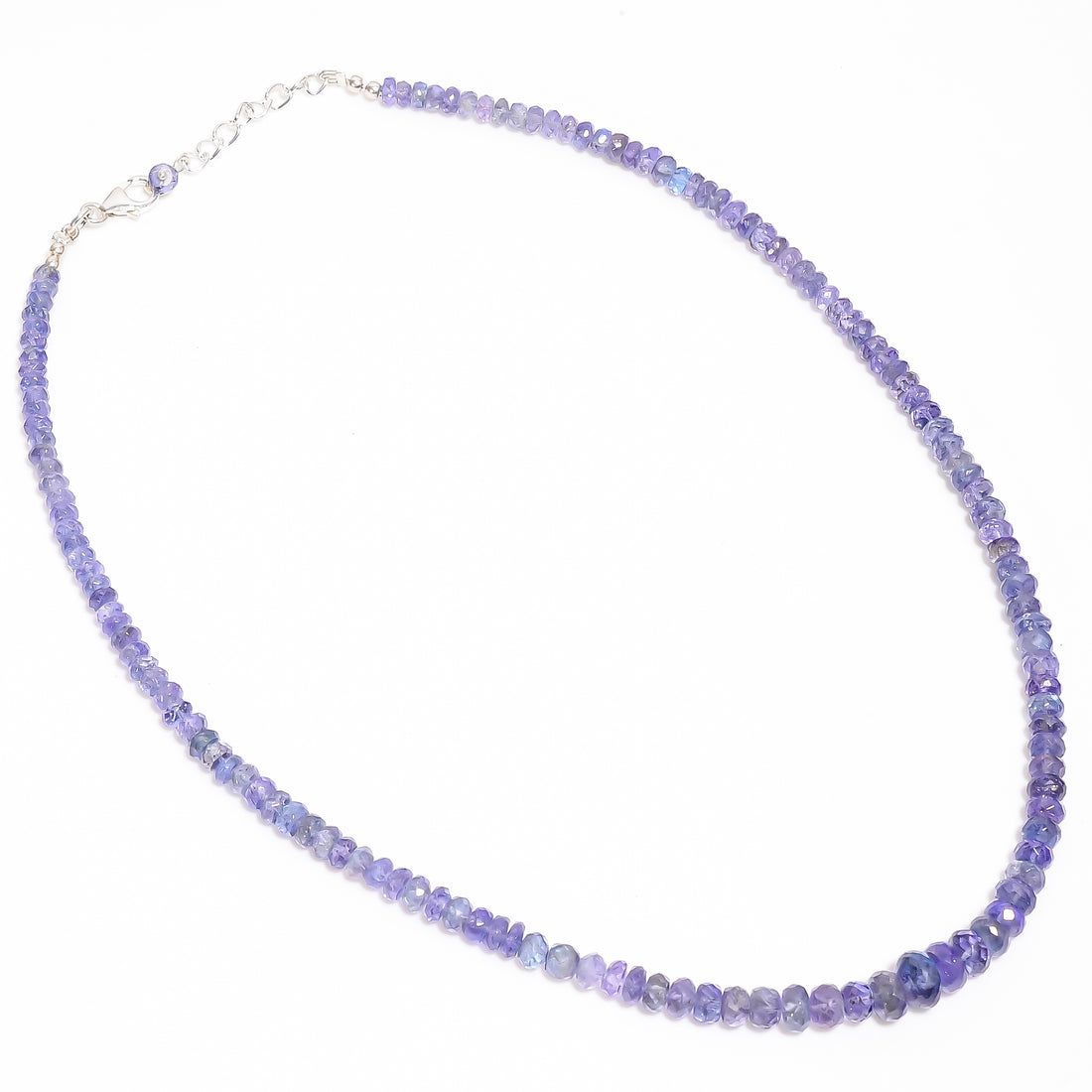 Tanzanite Natural Gemstone Rondelle Shape Faceted Necklace 17-19" Beads 4X4 8X8 mm, 118 Ct. YN-403