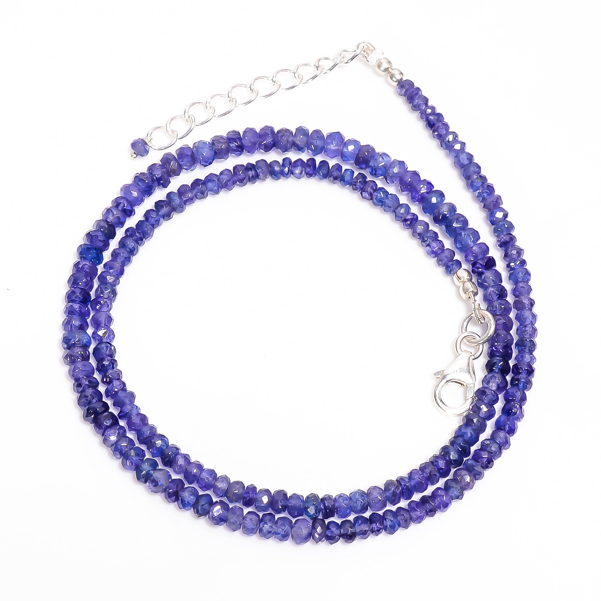 Tanzanite Natural Gemstone Rondelle Shape Faceted Necklace 17-19" Beads 3X3 4X4 mm, 60 Ct. YN-404
