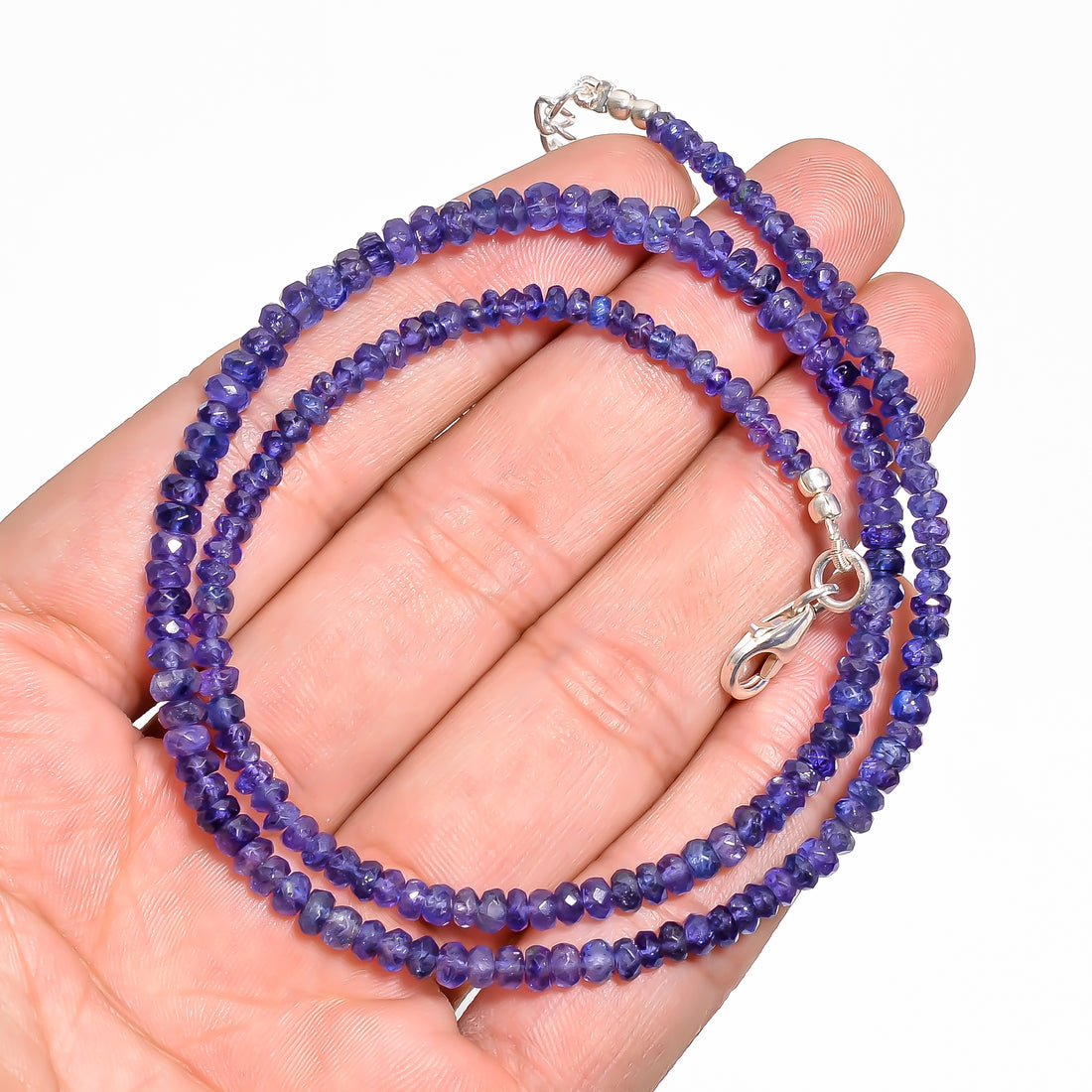 Tanzanite Natural Gemstone Rondelle Shape Faceted Necklace 17-19" Beads 3X3 4X4 mm, 60 Ct. YN-404
