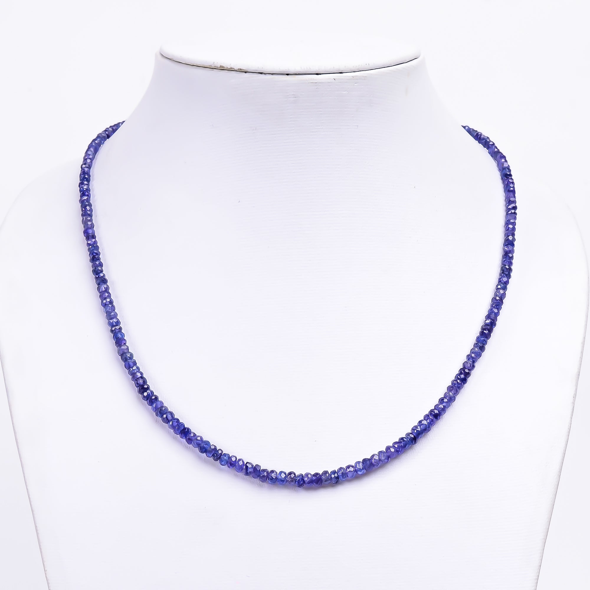 Tanzanite Natural Gemstone Rondelle Shape Faceted Necklace 17-19" Beads 3X3 4X4 mm, 60 Ct. YN-404