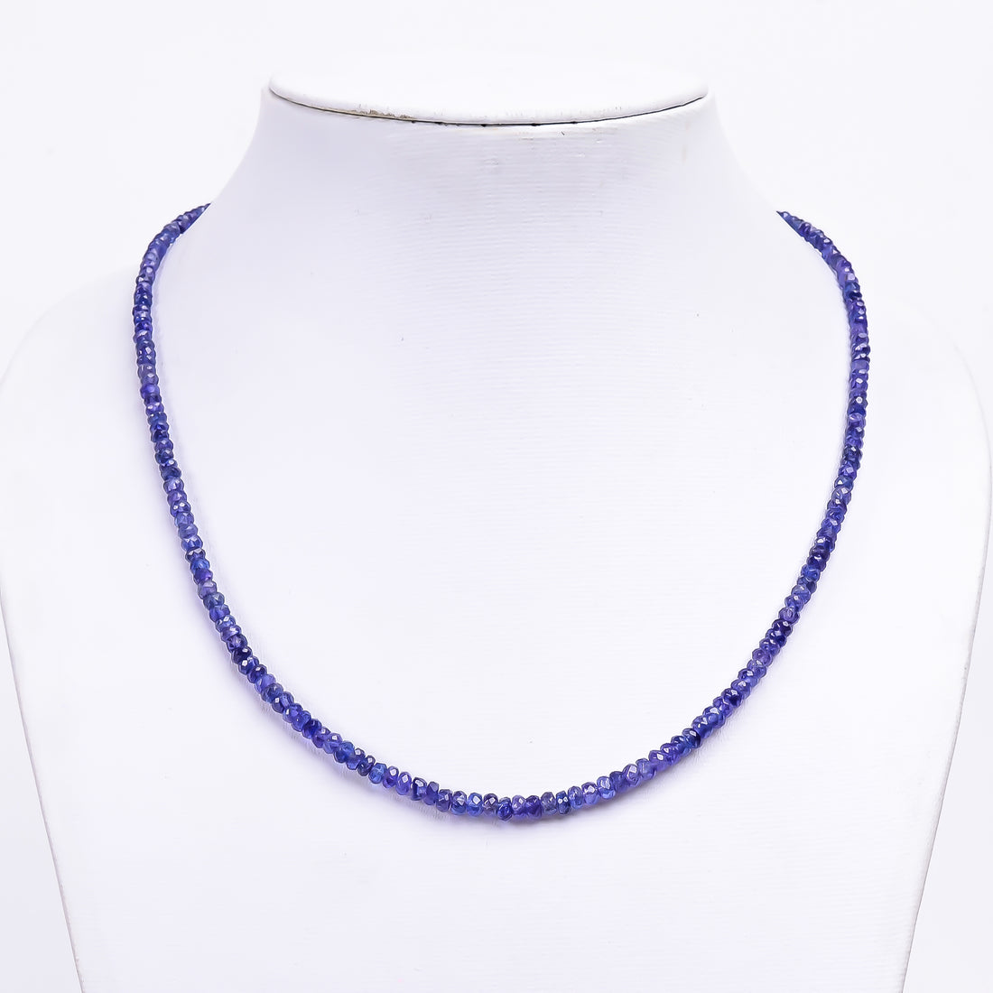 Tanzanite Natural Gemstone Rondelle Shape Faceted Necklace 17-19" Beads 3X3 4X4 mm, 60 Ct. YN-404